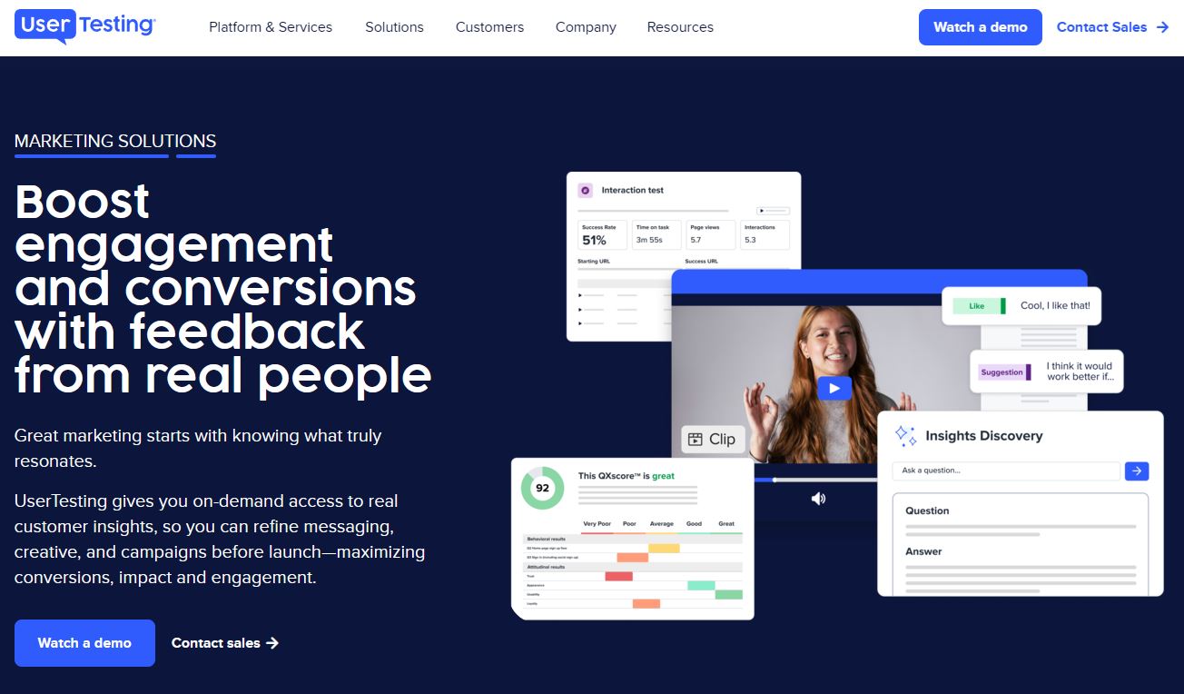 Marketing Solutions Page example